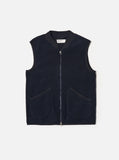 NAVY WOOL FLEECE ZIP WAISTCOAT / UNIVERSAL WORKS