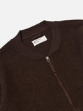 BROWN WOOL FLEECE ZIP BOMBER / UNIVERSAL WORKS