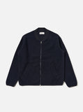 NAVY WOOL FLEECE ZIP BOMBER / UNIVERSAL WORKS