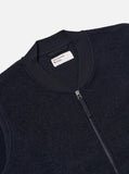 NAVY WOOL FLEECE ZIP BOMBER / UNIVERSAL WORKS