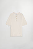 Pull Polo S/S Randy Yarn Beige NN.07, col polo élégant et manches courtes. Confection en maille fine et légère pour un confort absolu. Teinte beige intemporelle, idéale pour un look raffiné et polyvalent.