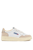 Profil droit des Autry Medalist LS75 blanc et beige clair en cuir et daim, sneakers femme, dispo à Versailles