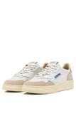 Baskets Autry Medalist LS75 blanches et beige clair en cuir et daim, vue de face, dispo boutique Versailles