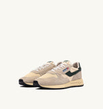 Sneakers Autry Reelwind beige et vert foncé en daim et mesh, style rétro homme, dispo à Versailles
