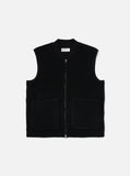 BLACK WOOL FLEECE ZIP WAISTCOAT / UNIVERSAL WORKS