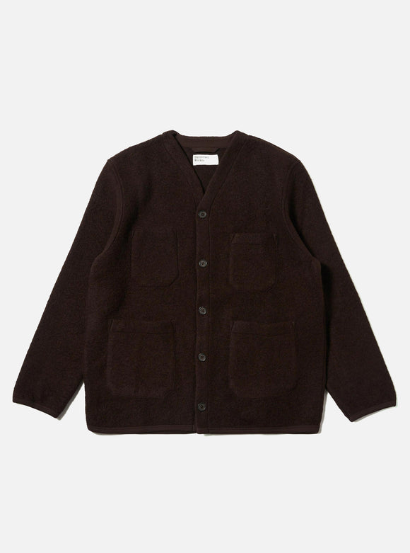 BROWN WOOL FLEECE CARDIGAN / UNIVERSAL WORKS
