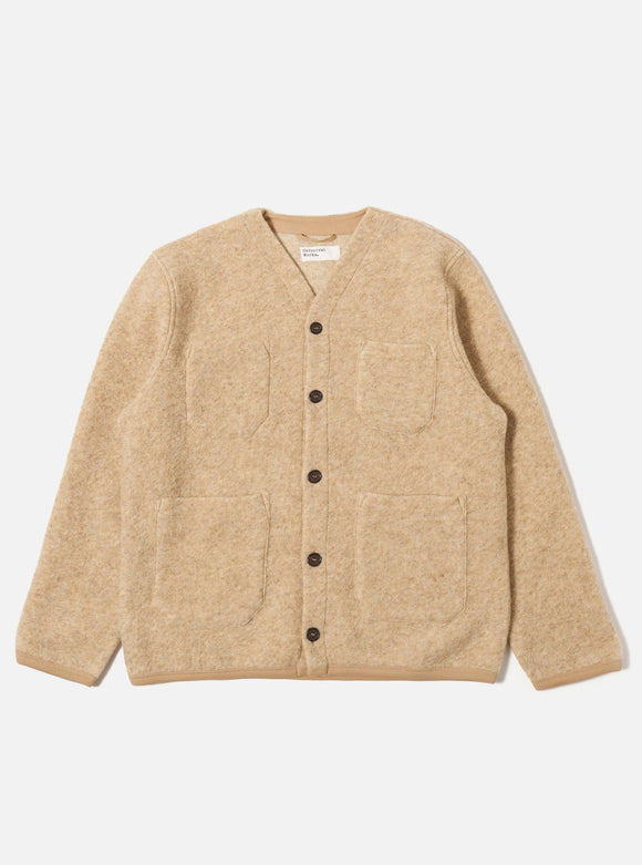 FAWN WOOL FLEECE CARDIGAN / UNIVERSAL WORKS