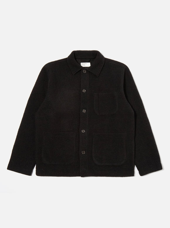 BLACK WOOL FLEECE UNIFORM JACKET / UNIVERSAL WORKS