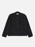 BLACK WOOL FLEECE ZIP BOMBER / UNIVERSAL WORKS