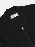 BLACK WOOL FLEECE ZIP BOMBER / UNIVERSAL WORKS