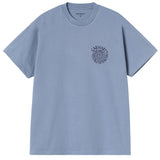 T-shirt Carhartt WIP S/S Spirals Gentle Blue, modèle à manches courtes, couleur bleu doux avec motif spirale.