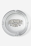 Cendrier Carhartt WIP transparent avec logo "Cloud Script" blanc et contour noir, affichant "19" et "89".