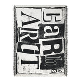 Plaid Carhartt WIP Letterpress Black/Wax en noir et blanc, avec des lettres typographiques stylisées et des franges.