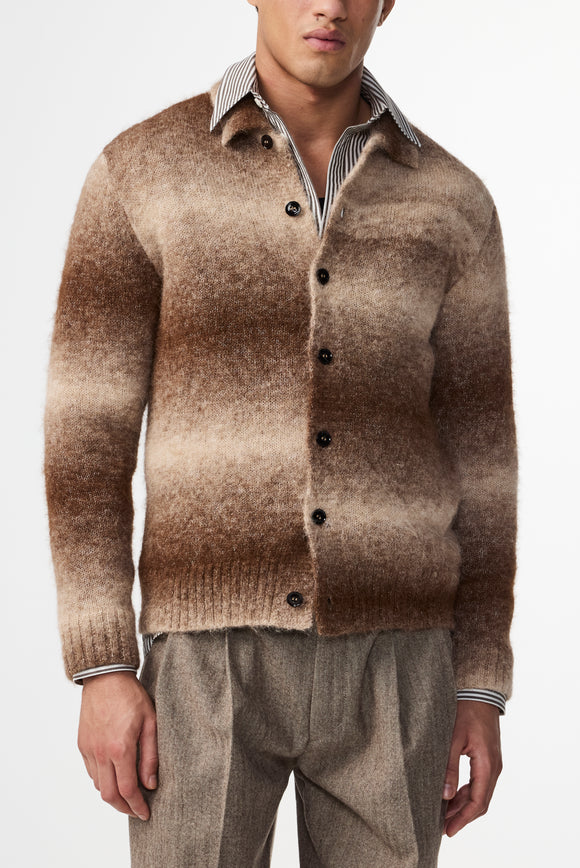ALFIE ALPACA BLEND CARDIGAN CAMEL STRIPE / NN.07