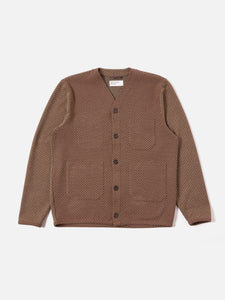 CARDIGAN COTTON MIX FLEECE BROWN UNIVERSAL WORKS