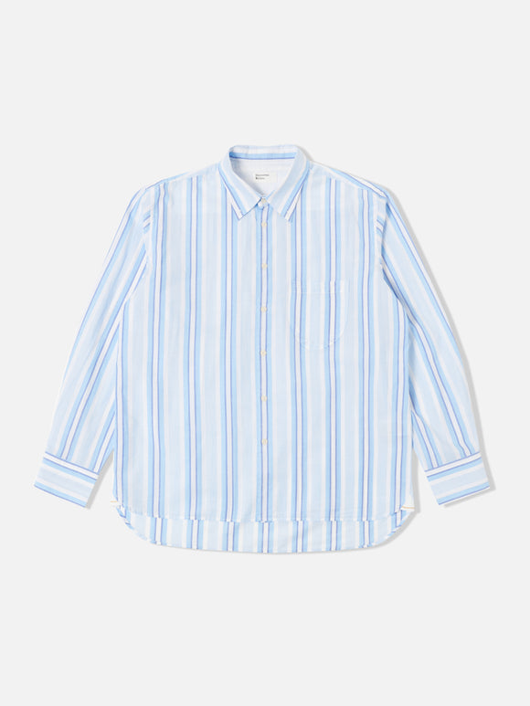 LAZY DAY SHIRT POP STRIPE BLUE UNIVERSAL WORKS HOMME NOUVELLE COLLECTION VERSAILLES
