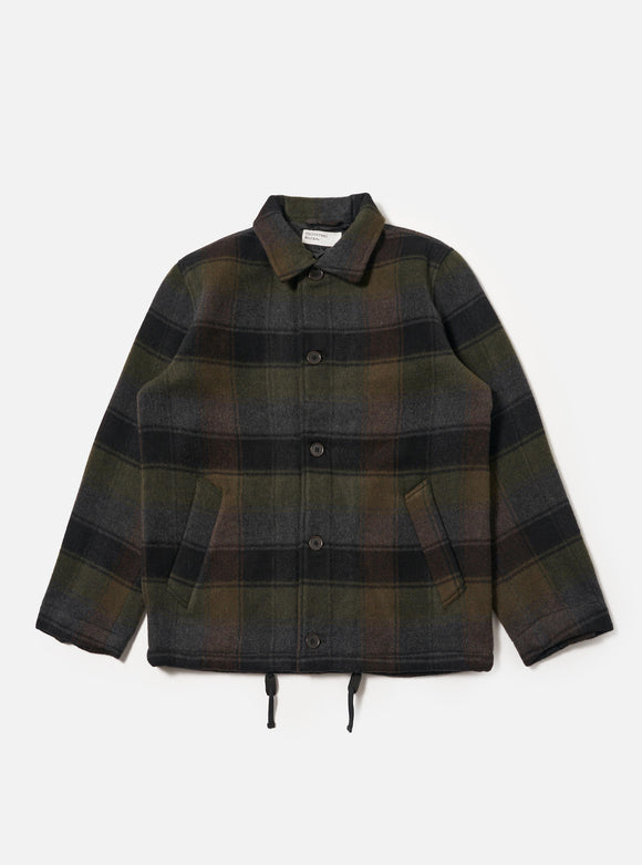 BROWN BERLIN WOOL CHECK WAYFARE JACKET / UNIVERSAL WORKS