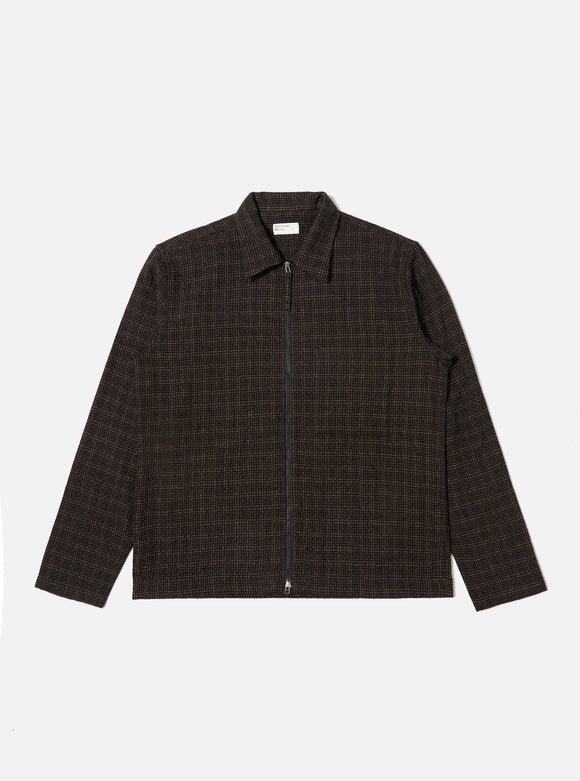 BROWN CEDAR CHECK ZIP SHIRT / UNIVERSAL WORKS