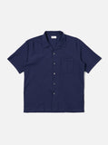 ROAD SHIRT SEERSUCKER SHIRTING NAVY / UNIVERSAL WORKS