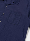 ROAD SHIRT SEERSUCKER SHIRTING NAVY / UNIVERSAL WORKS