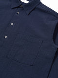 LUCKY SHIRT SEERSUCKER SHIRTING NAVY / UNIVERSAL WORKS