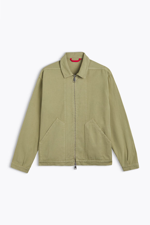 VESTE EN COTON ANCELIN TAURUS SWAMP GREEN KAKI ZIPPEE COL CLASSIQUE HOMECORE HOMME CASUAL CHIC ETE 2025 VERSAILLES