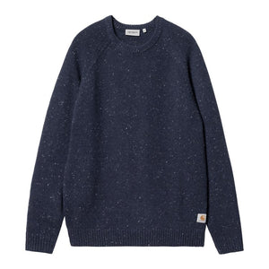 KNIT ANGLISTIC SWEATER NAVY CHINE CARHARTT CHASE MAILLE HIVER AUTOMNE CHAUD HOMME FW24 BOUTIQUE VERSAILLES
