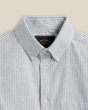 CHEMISE COTON FLANELLE COL BOUTONNE BRUSHED OXFORD RAYÉ BLEUE PORTUGUESE FLANNEL