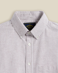 CHEMISE BUTTON DOWN STRIPE FLANELLE BORDEAUX PORTUGUESE FLANNEL
