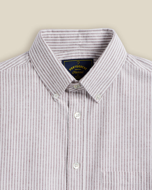 CHEMISE BUTTON DOWN STRIPE FLANELLE BORDEAUX PORTUGUESE FLANNEL