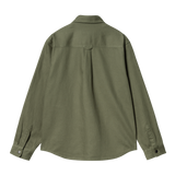 surchemise crawford kaki de Carhartt WIP, style workwear authentique été 2025 coton coupe droite logo poitrine 