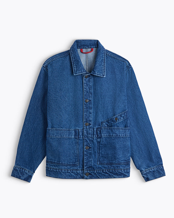 VESTE DARIO ALAGO DENIM HOMECORE MARQUE FRANCAISE POCHE AVANT BOUTON HOMME COLLECTION FW24 BOUTIQUE VERSAILLES
