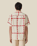 CHEMISE DIAMOND BEIGE ET ROUGE PORTUGUESE FLANNEL MADE IN PORTUGAL