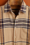 CHEMISE EN COTON FLANELLE BEIGE RAYÉ BLEUE PORTUGUESE FLANNEL