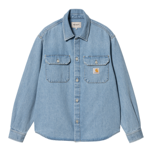 SURCHEMISE HARVEY BLEU CIEL SKY BLUE SHIRT BOUTON BUTTON POCHE POITRINE MANCHES LONGUES DENIM CARHARTT PRINTEMPS ETE SPRING SUMMER LEGER JEANS HOMME FEMME MODE VERSAILLES