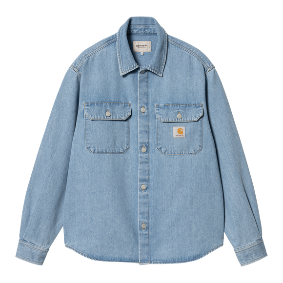 SURCHEMISE HARVEY BLEU CIEL SKY BLUE SHIRT BOUTON BUTTON POCHE POITRINE MANCHES LONGUES DENIM CARHARTT PRINTEMPS ETE SPRING SUMMER LEGER JEANS HOMME FEMME MODE VERSAILLES