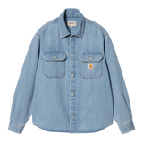 SURCHEMISE HARVEY BLEU CIEL SKY BLUE SHIRT BOUTON BUTTON POCHE POITRINE MANCHES LONGUES DENIM CARHARTT PRINTEMPS ETE SPRING SUMMER LEGER JEANS HOMME FEMME MODE VERSAILLES