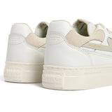 BASKET EN CUIR BLANC ET LOGO BEIGE STEPNEY Sneakers, chaussures, baskets, Art, streetwear, minimaliste, graphique, Unisexe, homme, femme, mode urbaine