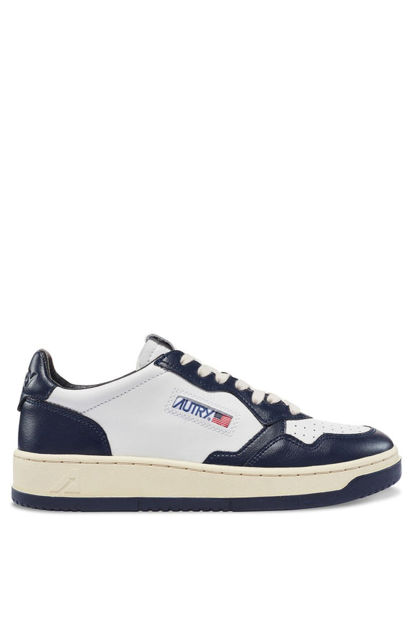 BASKET EN CUIR LOW MEDALIST BLEU MARINE ET BLANCHE AUTRY