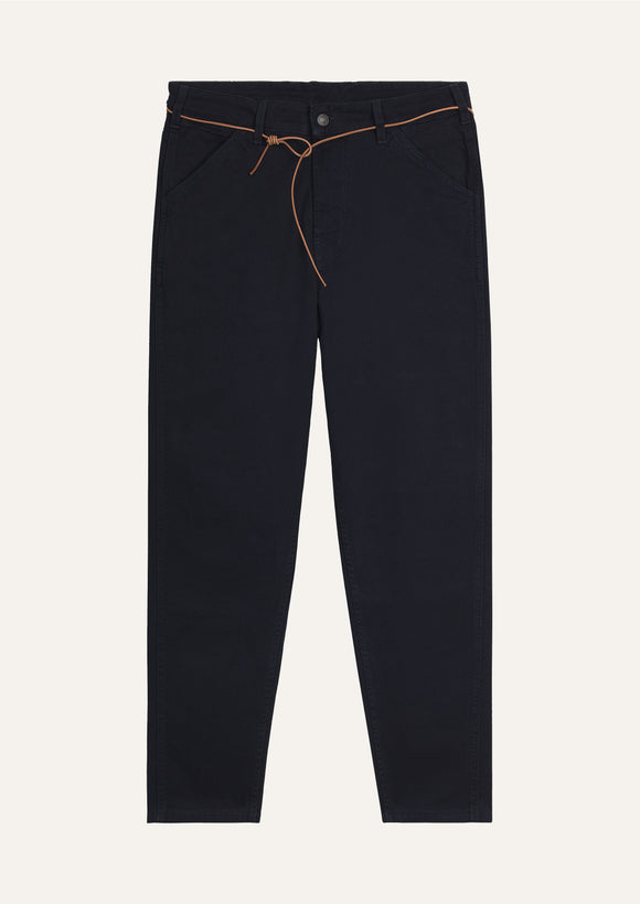 PANTALON EN COTON JABALI TWILL NAVY HOMECORE HOMME COUPE CAROTTE 5 POCHES VERSAILLES