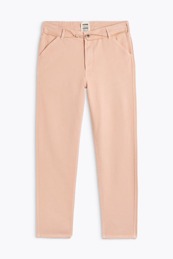 PANTALON JABALI TWILL SALMON PINK HOMECORE EN COTON 5 POCHES COUPE CAROTTE CONFORT TAILLE HAUTE CASUAL CHIC