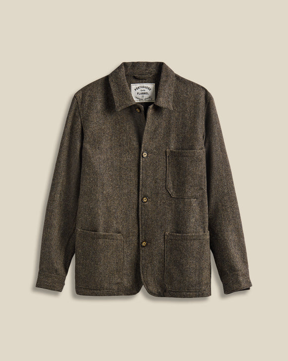 VESTE LABURA HERRINGBONE WOOL BROWN / PORTUGUESE FLANNEL
