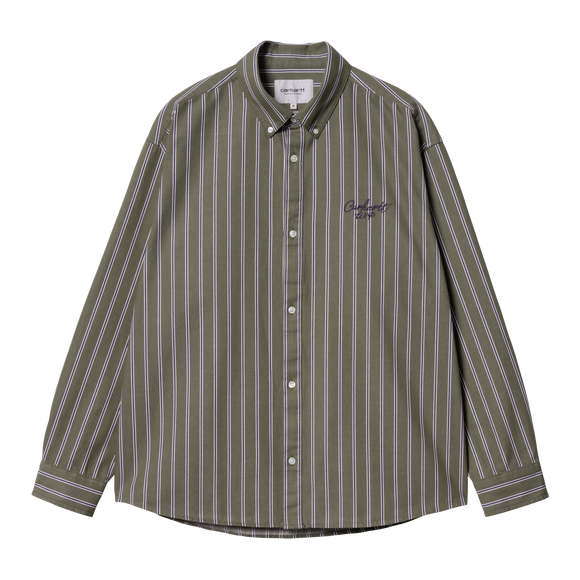 CHEMISE SIGNATURE STRIPES OFFICE GREEN CARHARTT WIP