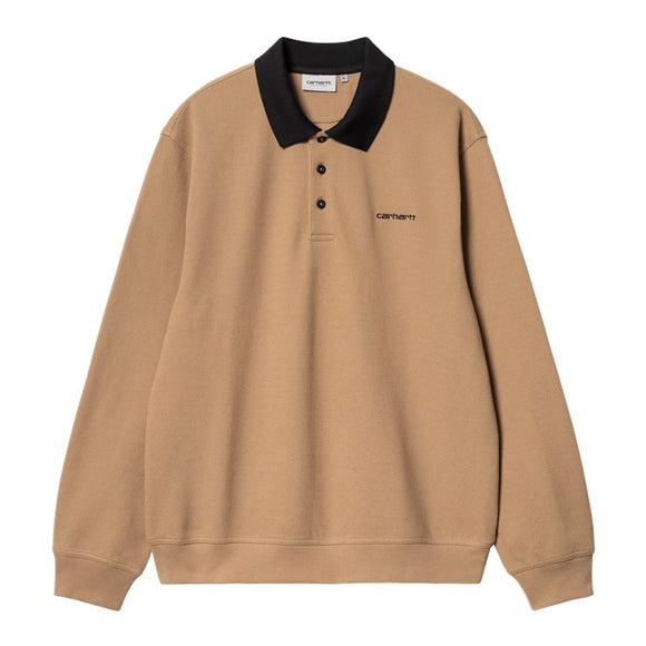 POLO RUGBY VANCE COL CLASSIQUE BOUTON EN MAILLE MARRON HOMME FW24