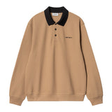 POLO RUGBY VANCE COL CLASSIQUE BOUTON EN MAILLE MARRON HOMME FW24