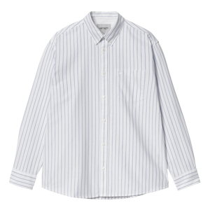 CHEMISE CARHARTT BLANCE RAYURES BLEUES ETE COL CLASSIQUE HOMME FEMME