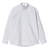 CHEMISE CARHARTT BLANCE RAYURES BLEUES ETE COL CLASSIQUE HOMME FEMME