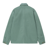 Dos de la veste en coton Michigan Coat verte été 2025, mettant en valeur sa coupe structurée et son tissu résistant. Casual chic streetwear 
