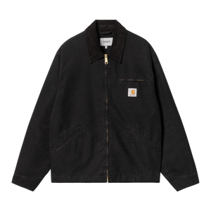 JACKET VESTE SHIRT BOUTON ZIP NOIR COL NOIR COL VELOUR OG DETROIT STONE BLACK CARHARTT LOGO HOMME PRINTEMPS ETE SS25 NOUVEAUTES COLLECTION MODE STREETWEAR CASUAL MANCHES LONGUES BOUTIQUE VERSAILLES