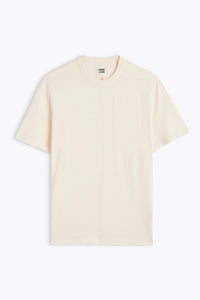 T-SHIRT EN COTO BIO RODGER BEIGE IVOIRE HOMECORE CASUAL ETE LEGER LIGNE ROUGE